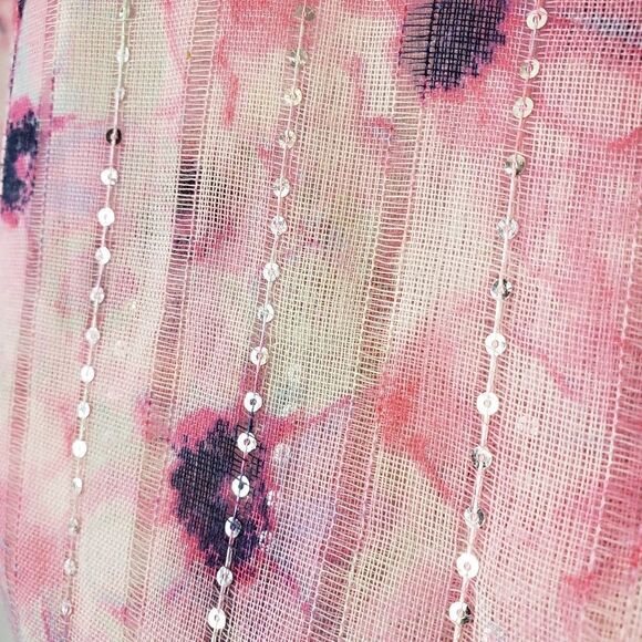SEQUINED Semi-sheer Floral Scarf - Picture 3 of 6